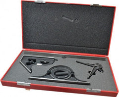 Starrett - 4 Piece, 12" Combination Square Set - 1/100, 1/32, 1/50 & 1/64" (16R) Graduation, Steel Blade, Cast Iron Center, Protractor & Square Head - USA Tool & Supply