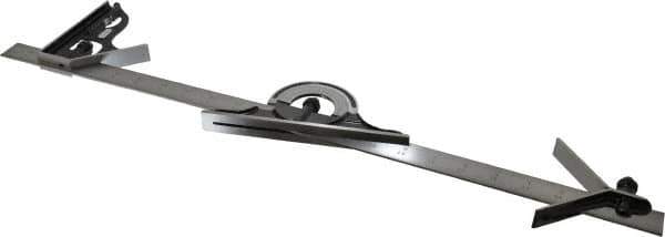 Starrett - 4 Piece, 24" Combination Square Set - 1/100, 1/32, 1/50 & 1/64" (16R) Graduation, Steel Blade, Forged Steel Center, Protractor & Square Head - USA Tool & Supply