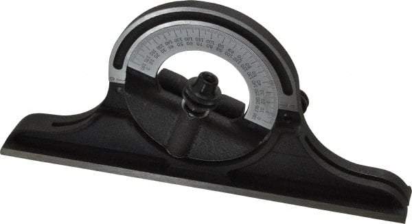 Starrett - 12 to 24 Inch Long Blade, Reversible Combination Square Protractor Head - Black Wrinkle, Chrome on Turret Coated, Cast Iron - USA Tool & Supply
