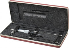 Starrett - 0 to 3" Range, 3 Rod, Mechanical Depth Micrometer - Ratchet Stop Thimble, 2-1/2" Base Length, 0.01mm Graduation, 1/8" Rod Diam - USA Tool & Supply