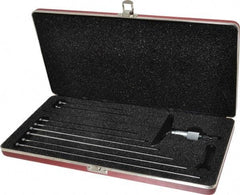 Starrett - 0 to 9" Range, 9 Rod, Satin Chrome Finish Mechanical Depth Micrometer - Ratchet Stop Thimble, 4" Base Length, 0.01mm Graduation, 5/32" Rod Diam - USA Tool & Supply