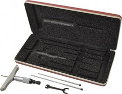 Starrett - 0 to 3" Range, 3 Rod, Mechanical Depth Micrometer - Ratchet Stop Thimble, 4" Base Length, 0.01mm Graduation, 1/8" Rod Diam - USA Tool & Supply