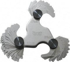 Starrett - 51 Leaf, 4 to 84 TPI Range, Steel Screw Pitch Gage - 60° Thread Angle - USA Tool & Supply