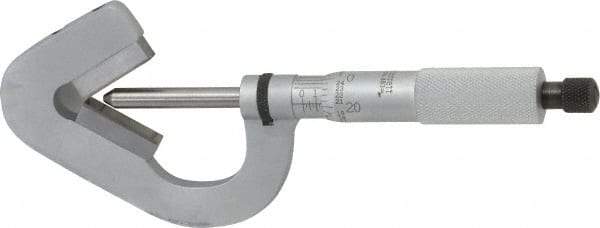 Starrett - 0.093 to 1 Inch Measurement, 0.0001 Inch Graduation, 3 Flutes Measured, Ratchet Stop Thimble, Mechanical V Anvil Micrometer - Satin Chrome Finish, Carbide - USA Tool & Supply