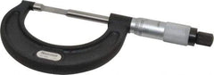 Starrett - 0" to 1" Mechanical Satin Chrome Coated Blade Micrometer - 0.001" Graduation, 1/32" Blade Thickness, Speeder Thimble - USA Tool & Supply