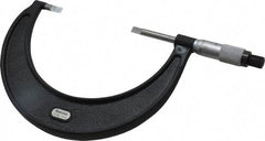 Starrett - 3" to 4" Mechanical Satin Chrome Coated Blade Micrometer - 0.001" Graduation, 1/32" Blade Thickness, Speeder Thimble - USA Tool & Supply