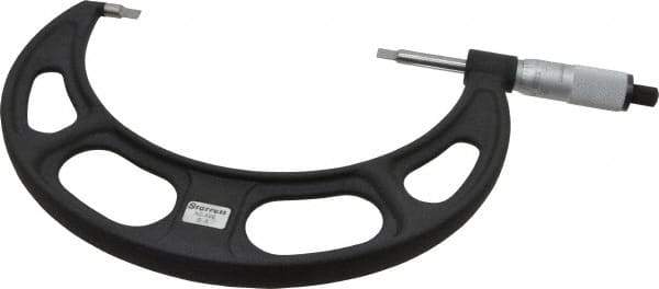 Starrett - 5" to 6" Mechanical Satin Chrome Coated Blade Micrometer - 0.001" Graduation, 0.76mm Blade Thickness, Speeder Thimble - USA Tool & Supply