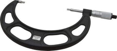Starrett - 5" to 6" Mechanical Satin Chrome Coated Blade Micrometer - 0.001" Graduation, 0.76mm Blade Thickness, Speeder Thimble - USA Tool & Supply