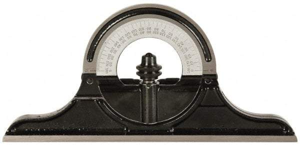 Starrett - 12 to 24 Inch Long Blade, Reversible Combination Square Protractor Head - Black Smooth, Chrome on Turret Coated, Cast Iron - USA Tool & Supply