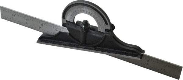 Starrett - 12 Inch Long Blade, 180° Max Measurement, Bevel Protractor - USA Tool & Supply