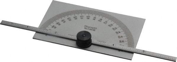 Starrett - 0 to 6 Inch Rule Measurement Range, 0 to 180° Angle Measurement Range, Rectangle Head Protractor and Depth Gage - Accurate up to 5 Min, 1° Angle Graduation, 1/64 Inch Rule Graduation - USA Tool & Supply