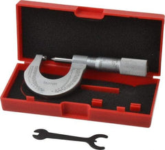 Starrett - 0 to 1" Range, Mechanical Screw Thread Micrometer - Plain Thimble, 0.001" Graduation, 0.004mm Accuracy - USA Tool & Supply