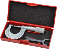 Starrett - 0 to 1" Range, Mechanical Screw Thread Micrometer - Plain Thimble, 0.001" Graduation, 0.004mm Accuracy - USA Tool & Supply