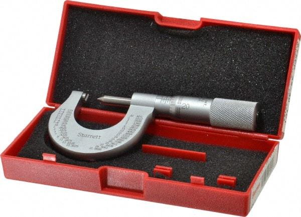 Starrett - 0 to 1" Range, Mechanical Screw Thread Micrometer - Plain Thimble, 0.001" Graduation, 0.004mm Accuracy - USA Tool & Supply