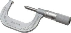 Starrett - 1 to 2" Range, Mechanical Screw Thread Micrometer - Plain Thimble, 0.001" Graduation, 0.004mm Accuracy - USA Tool & Supply