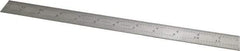 Starrett - 12" Long, 1/64, 1/32, 1/16, 1/8" Graduation, Rigid Spring Steel Rule - 4R Graduation Style, 1" Wide, Silver - USA Tool & Supply