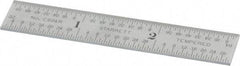 Starrett - 3" Long, 1/64, 1/32, 1/16, 1/8" Graduation, Rigid Spring Steel Rule - 4R Graduation Style, 9/16" Wide, Silver, Satin Chrome Finish - USA Tool & Supply