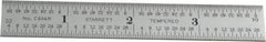 Starrett - 4" Long, 1/64, 1/32, 1/16, 1/8" Graduation, Rigid Spring Steel Rule - 4R Graduation Style, 5/8" Wide, Silver, Satin Chrome Finish - USA Tool & Supply