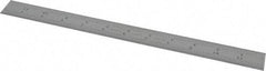 Starrett - 12" Long, 1/64, 1/32, 1/16, 1/8" Graduation, Rigid Spring Steel Rule - 4R Graduation Style, 1" Wide, Silver, Satin Chrome Finish - USA Tool & Supply