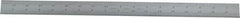 Starrett - 18" Long, 1/64, 1/32, 1/16, 1/8" Graduation, Rigid Spring Steel Rule - 4R Graduation Style, 1-1/8" Wide, Silver, Satin Chrome Finish - USA Tool & Supply