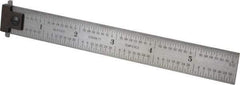 Starrett - 6" Long, 1/64, 1/32, 1/16, 1/8" Graduation, Rigid Spring Steel Rule - 4R Graduation Style, 3/4" Wide, Silver - USA Tool & Supply