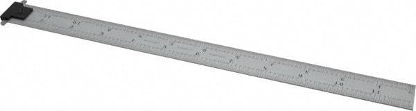 Starrett - 12" Long, 1/64, 1/32, 1/16, 1/8" Graduation, Rigid Spring Steel Rule - 4R Graduation Style, 1" Wide, Silver, Satin Chrome Finish - USA Tool & Supply