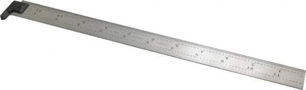 Starrett - 12" Long, 1/64, 1/32, 1/16, 1/8" Graduation, Rigid Spring Steel Rule - 4R Graduation Style, 1" Wide, Silver - USA Tool & Supply