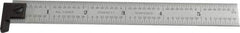 Starrett - 6" Long, 1/64, 1/32, 1/16, 1/8" Graduation, Rigid Spring Steel Rule - 4R Graduation Style, 3/4" Wide, Silver, Satin Chrome Finish - USA Tool & Supply