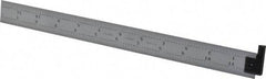 Starrett - 12" Long, 1/64, 1/32, 1/16, 1/8" Graduation, Rigid Spring Steel Rule - 4R Graduation Style, 1" Wide, Silver, Satin Chrome Finish - USA Tool & Supply