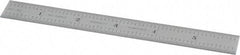 Starrett - 6" Long, 1/50, 1/10" Graduation, Rigid Spring Steel Rule - 6R Graduation Style, 3/4" Wide, Silver, Satin Chrome Finish - USA Tool & Supply