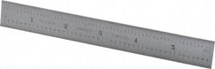 Starrett - 6" Long, 1/100, 1/64, 1/32, 1/16" Graduation, Rigid Spring Steel Rule - 7R Graduation Style, 3/4" Wide, Silver, Satin Chrome Finish - USA Tool & Supply