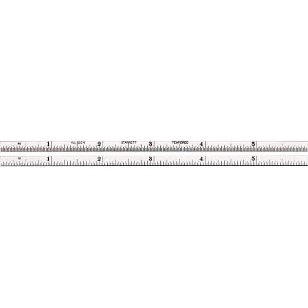 Starrett - 6" Long, 1/64, 1/32" Graduation, Rigid Spring Steel Rule - USA Tool & Supply