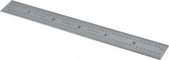 Starrett - 6" Long, 1/64, 1/32" Decimal Equivalency Table Graduation, Flexible Spring Steel Rule - 10R Graduation Style, 3/4" Wide, Silver, Satin Chrome Finish - USA Tool & Supply