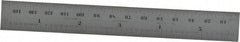 Starrett - 5-3/4" Long, 1/64, 1/32" and 0.5, 1mm Graduation, Rigid Spring Steel Rule - English/Metric Graduation Style, 3/4" Wide, Silver, Satin Chrome Finish - USA Tool & Supply