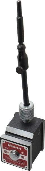 Starrett - 150 Lb Magnetic Force, Fine Adjustment Indicator Positioner & Holder with Base - Post & Rod, Rectangular Base, 1-15/16" Base Height, 1-5/8" Base Length, 1-7/8" Base Width - USA Tool & Supply