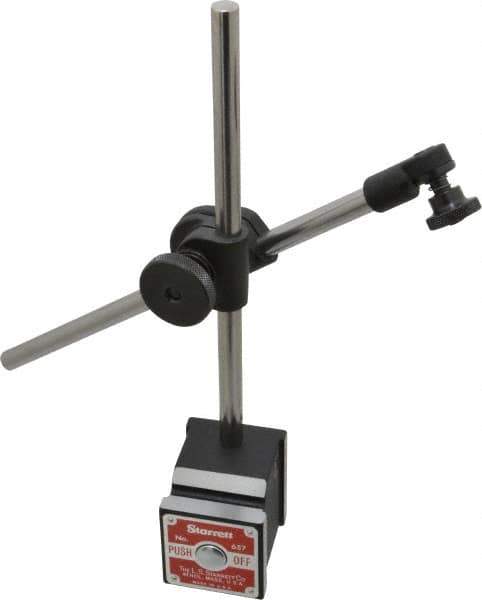 Starrett - 150 Lb Magnetic Force, Fine Adjustment Indicator Positioner & Holder with Base - Post & Rod, Rectangular Base, 1-15/16" Base Height, 1-5/8" Base Length, 1-7/8" Base Width - USA Tool & Supply