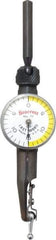 Starrett - 3 Piece, 0" to 0.03" Measuring Range, 15/16" Dial Diam, 0-15-0 Dial Reading, White & Yellow Dial Test Indicator Kit - 5/32" Contact Point Length, 3mm Ball Diam, 0.001" Dial Graduation - USA Tool & Supply