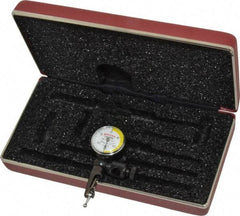 Starrett - 3 Piece, 0" to 0.03" Measuring Range, 15/16" Dial Diam, 0-15-0 Dial Reading, White & Yellow Dial Test Indicator Kit - 5/32" Contact Point Length, 3mm Ball Diam, 0.0005" Dial Graduation - USA Tool & Supply
