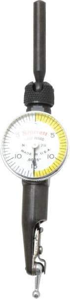 Starrett - 3 Piece, 0" to 0.03" Measuring Range, 15/16" Dial Diam, 0-15-0 Dial Reading, White & Yellow Dial Test Indicator Kit - 5/32" Contact Point Length, 3mm Ball Diam, 0.0005" Dial Graduation - USA Tool & Supply