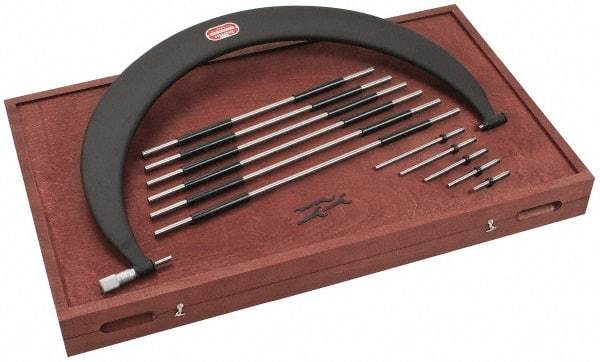 Starrett - 5 Anvil, Mechanical, 18 to 24 Inch Range, Interchangeable Anvil Micrometer - Friction Thimble, 0.0003 Inch Accuracy, 0.001 Inch Graduation - USA Tool & Supply
