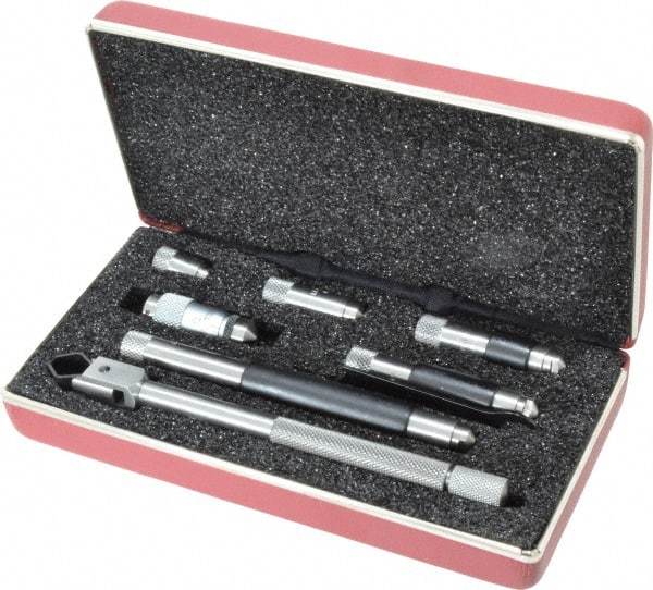 Starrett - 1-1/2 to 8 Inch Range, Satin Chrome Coated, Mechanical Inside Tubular Micrometer - 0.001 Inch Graduation, 0.0001 Inch Accuracy - USA Tool & Supply