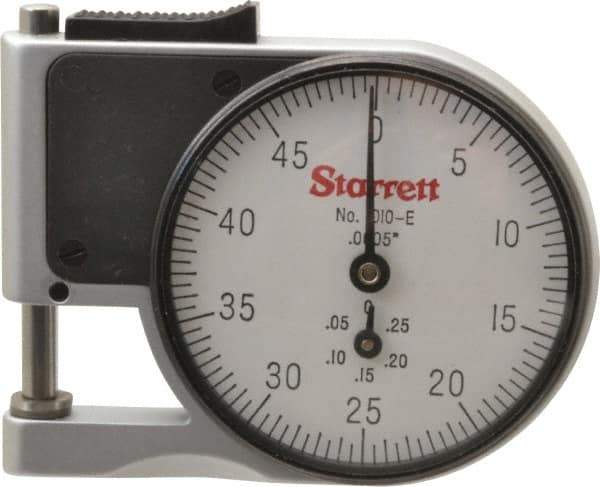 Starrett - 0 to 3/8 Inch Measurement, 0.0005 Inch Graduation, 1/2 Inch Throat Depth, Dial Thickness Gage - 1-5/8 Inch Dial Diameter - USA Tool & Supply