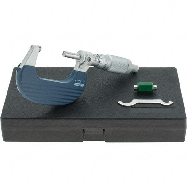 Starrett - 1 to 2" Range, 0.0001" Graduation, Mechanical Outside Micrometer - Ratchet Stop Thimble, Accurate to 0.00005" - USA Tool & Supply