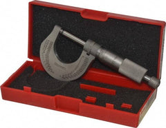 Starrett - 0 to 1" Range, 0.0001" Graduation, Mechanical Outside Micrometer - Ratchet Stop Thimble, Accurate to 0.00005" - USA Tool & Supply