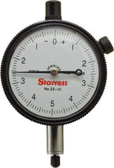Starrett - 0.025" Range, 0-5-0 Dial Reading, 0.0001" Graduation Dial Drop Indicator - 2-1/4" Dial, 0.01" Range per Revolution - USA Tool & Supply