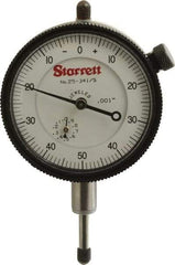 Starrett - 1/2" Range, 0-50-0 Dial Reading, 0.001" Graduation Dial Drop Indicator - 2-1/4" Dial, 0.1" Range per Revolution, Revolution Counter - USA Tool & Supply