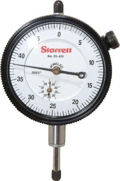 Starrett - 1/2" Range, 0-50 Dial Reading, 0.0005" Graduation Dial Drop Indicator - 2-1/4" Dial, 0.05" Range per Revolution, Revolution Counter - USA Tool & Supply