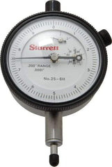 Starrett - 0.2" Range, 0-10 Dial Reading, 0.0001" Graduation Dial Drop Indicator - 2-1/4" Dial, 0.01" Range per Revolution, Revolution Counter - USA Tool & Supply