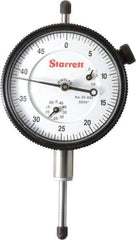 Starrett - 1" Range, 0-50 Dial Reading, 0.0005" Graduation Dial Drop Indicator - 2-1/4" Dial, 0.05" Range per Revolution, Revolution Counter - USA Tool & Supply