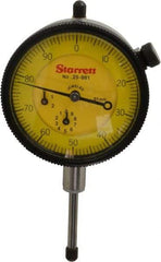 Starrett - 25mm Range, 0-100 Dial Reading, 0.01mm Graduation Dial Drop Indicator - 2-1/4" Dial, 1mm Range per Revolution, Revolution Counter - USA Tool & Supply